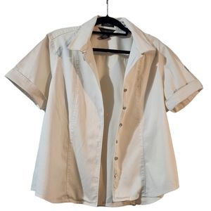 Cream Colored Van Heusen Button Front Shirt/Blouse, Sz XL